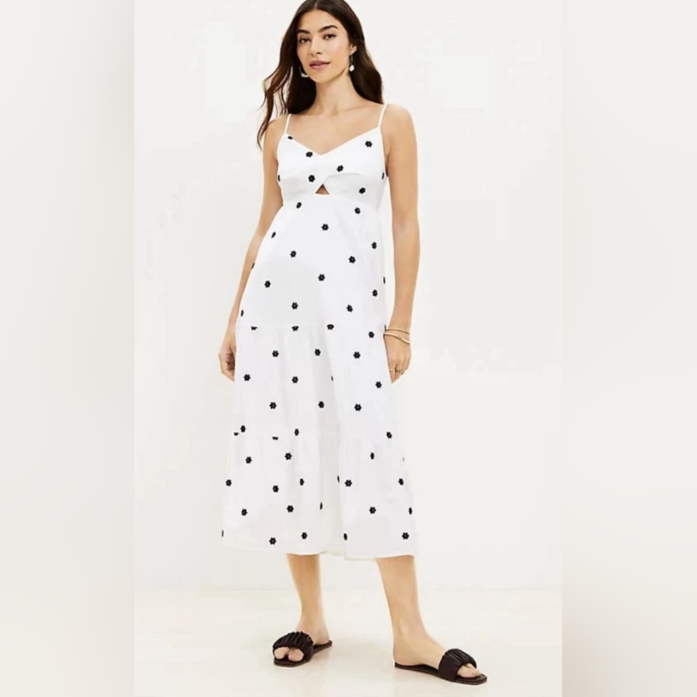 LOFT Floral Twist Cutout Cami Maxi Dress LARGE